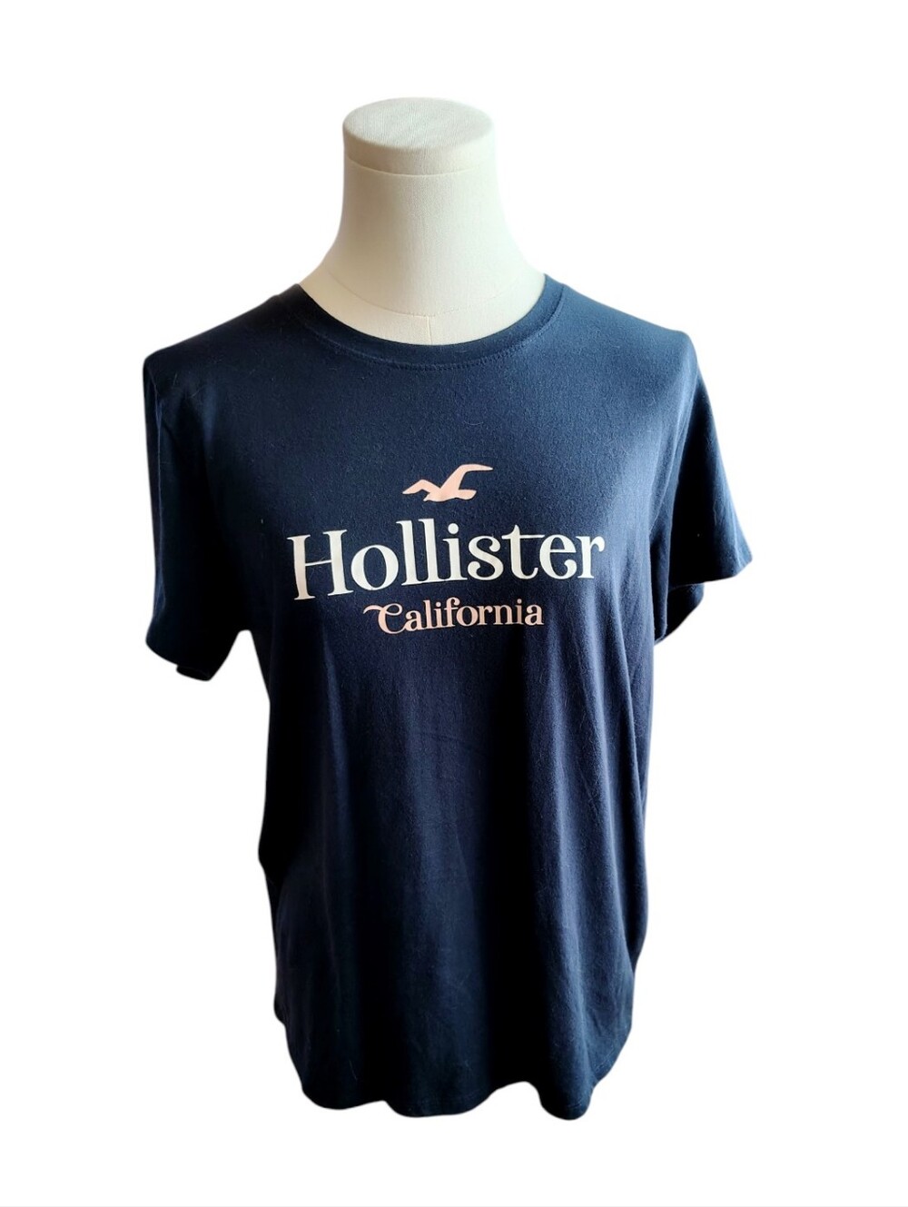 Vintage Hollister Navy Blue Shirt Sleeve Tee With Brand Logo Seagull Size Large